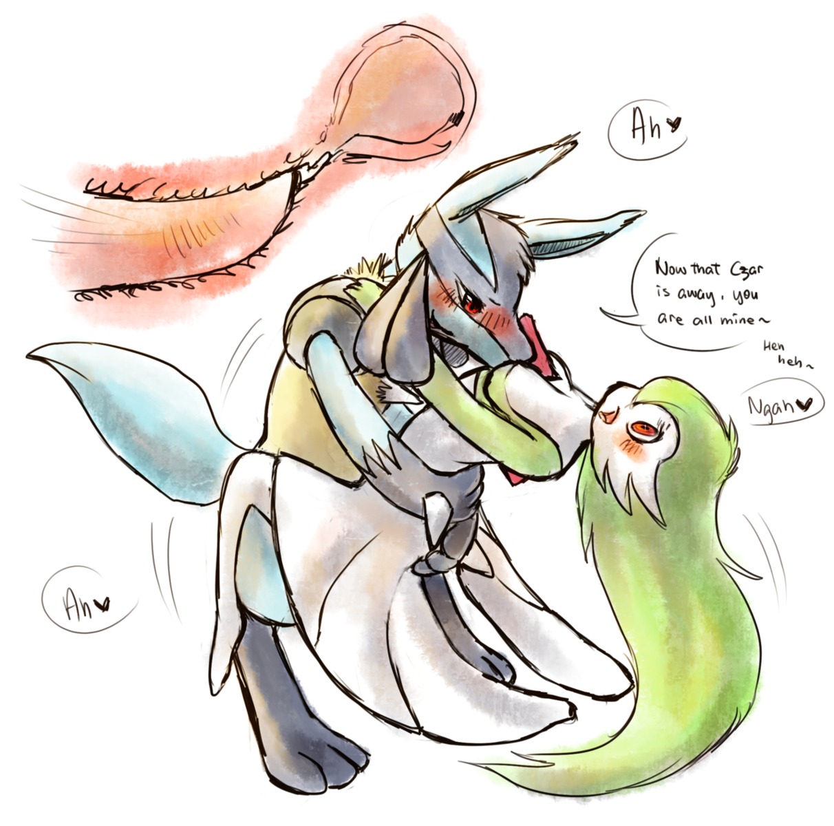 1boy 1girls 2012 animal_genitalia animal_penis anthro blush breasts female female_pokemon furry gardevoir green_hair hair haychel highres humanoid internal lucario male male/female male_pokemon male_pokemon/female_pokemon nintendo penetration penis plain_background pokemon pokemon_(species) pokemon_rse pussy red_eyes rule34 sex straight tapering_penis uterus vaginal_penetration white_background