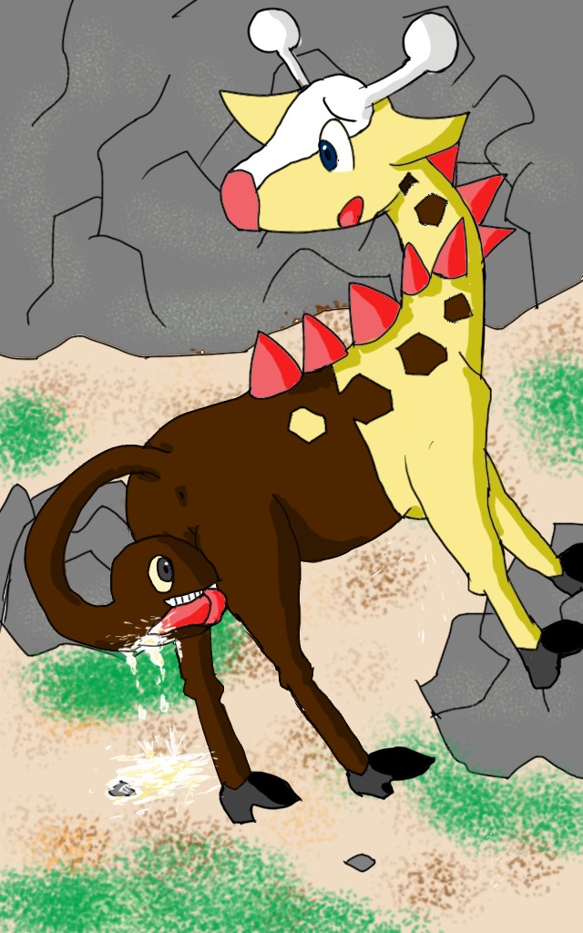 autofellatio color cum day fellatio feral fur girafarig giraffe insertion male male_only masturbation nude oral outdoors penis pok&eacute;mon_(species) pokemon pokemon_(species) rule34 side_view solo