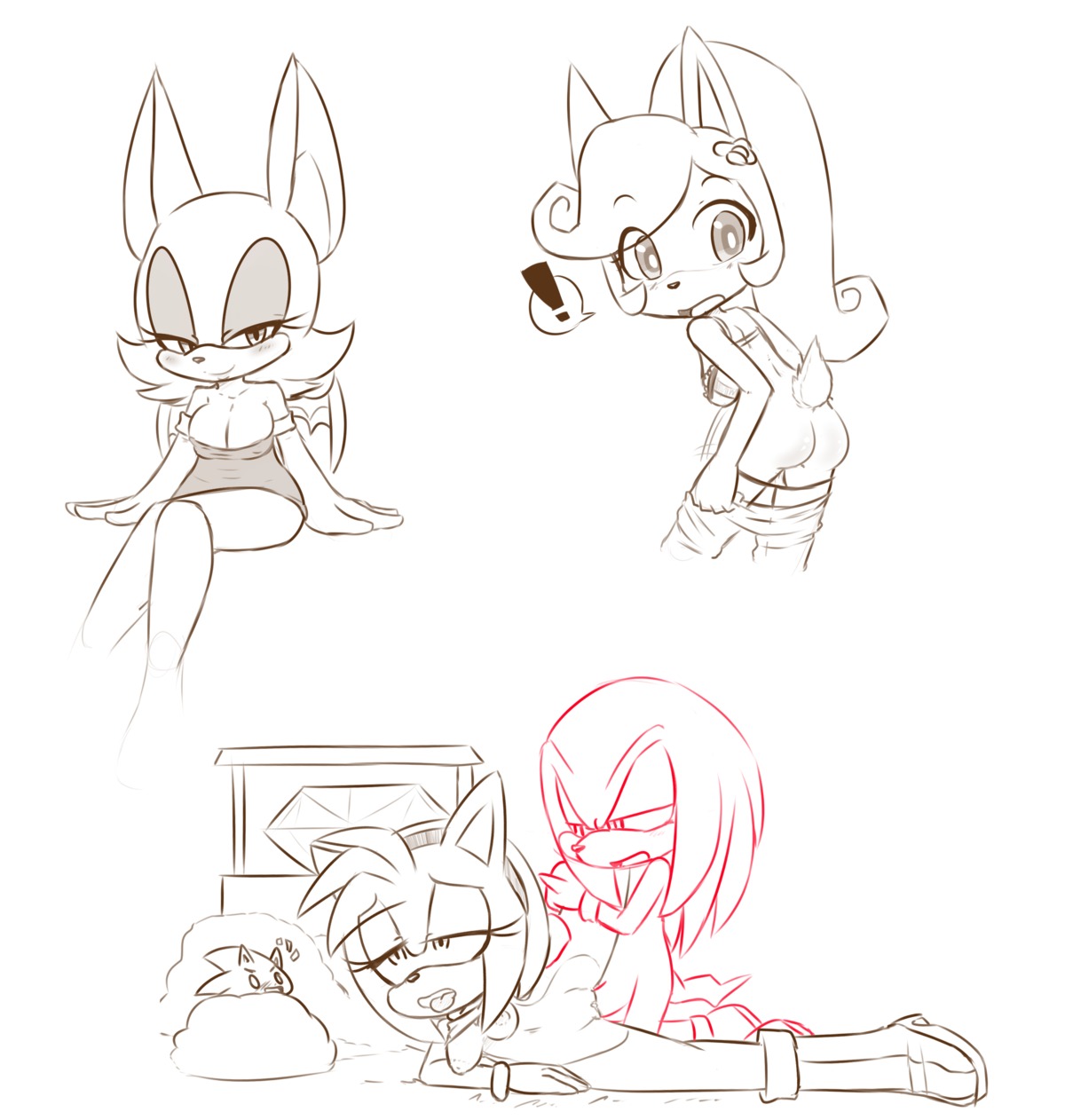 activision amy_rose anthro bandicoot bat blush bottomwear bottomwear_down breasts clothed clothing coco_bandicoot crash_bandicoot_(series) digital_drawing_(artwork) digital_media_(artwork) e621 echidna erection eulipotyphlan female fully_clothed genitals group hedgehog hi_res knuckles_the_echidna looking_at_another male male/female mammal marsupial monochrome monotreme mostly_nude multiple_images pants pants_down partially_clothed peeping penetration penis rouge_the_bat sega solo sonic_the_hedgehog sonic_the_hedgehog_(series) tenshigarden underwear underwear_down vaginal vaginal_penetration