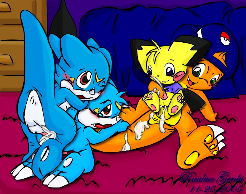 2005 blush buggery charmander color crossover digimon digimon_(species) dragon feral furry interspecies lizard male male_only mouse multiple_males nintendo no_humans pichu pok&eacute;mon_(species) pokemon pokemon_(species) raukue reptile rodent rule34 scalie sex veemon yaoi