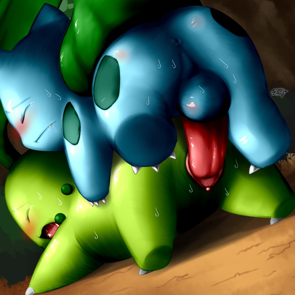 1:1 all_fours anus backsack balls blush bodily_fluids bulbasaur chikorita clitoris darkrobin doggystyle duo e621 erection eyes_closed female feral feral_on_feral from_behind_position generation_1_pokemon generation_2_pokemon genitals hi_res humanoid_genitalia humanoid_penis interspecies male male/female nintendo nude open_mouth penis pokemon pokemon_(species) saliva sex signature sweat tongue vulva