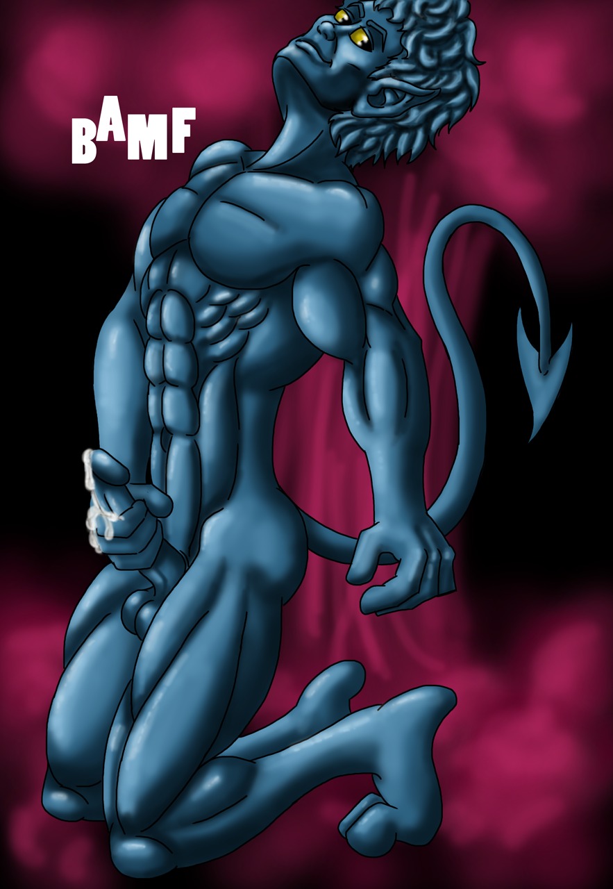 1boy bamf_(sound_effect) cobra_mcjingleballs just_jacked_off kurt_wagner male male_only marvel marvel_comics masturbation nightcrawler rule34 solo uncensored x-men yaoi