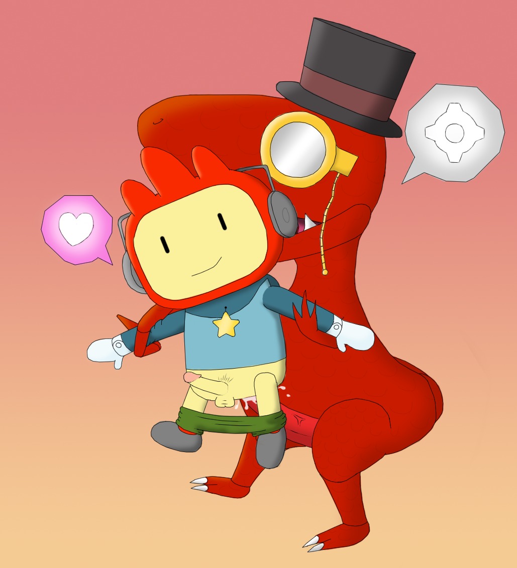 2boys anal dinosaur feral_on_human male male_only maxwell maxwell_(scribblenauts) rule34 scribblenauts sex yaoi