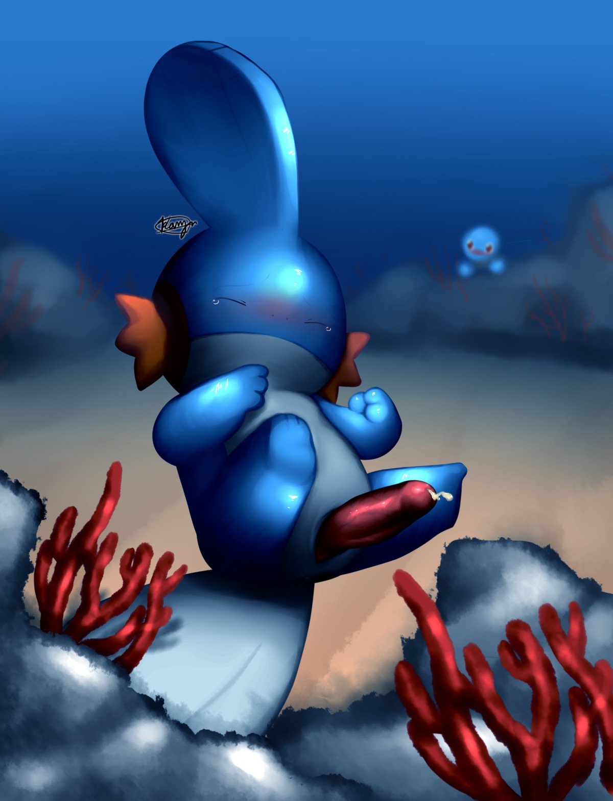 anus blue_body blue_skin blush bodily_fluids cum darkrobin duo e621 erection eyes_closed feral generation_1_pokemon generation_3_pokemon genital_fluids genitals hi_res male mudkip nintendo nude penis pokemon pokemon_(species) solo_focus squirtle underwater water