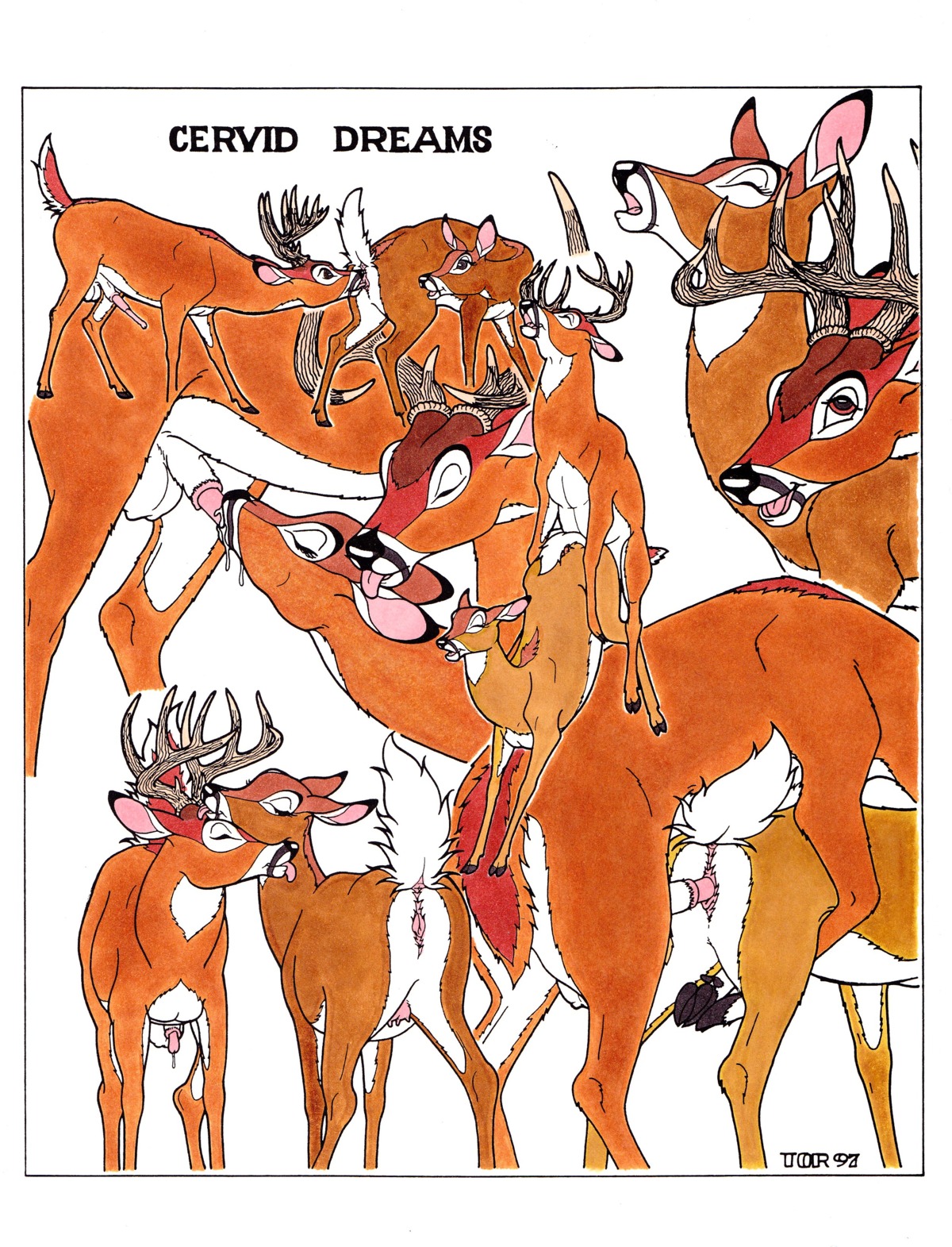 1997 absurd_res all_fours animal_genitalia animal_penis animal_vulva antlers anus ass_up bodily_fluids cervine_genitalia cervine_penis cervine_vulva cum cum_in_mouth cum_inside deer doggystyle duo e621 erection eyes_closed fellatio female female_penetrated feral feral_on_feral from_behind_position genital_fluids genitals hi_res hooves horn intraspecies licking male male/female male_penetrating male_penetrating_female mammal mounting multiple_poses new_world_deer nude oral oral_penetration penetration penile penile_penetration penis penis_in_vagina pose presenting raised_tail rounded_back sex sheath simple_background tail tail_anus tim_o'rourke tongue tongue_out toony traditional_media_(artwork) vaginal vaginal_penetration vulva white-tailed_deer white_background