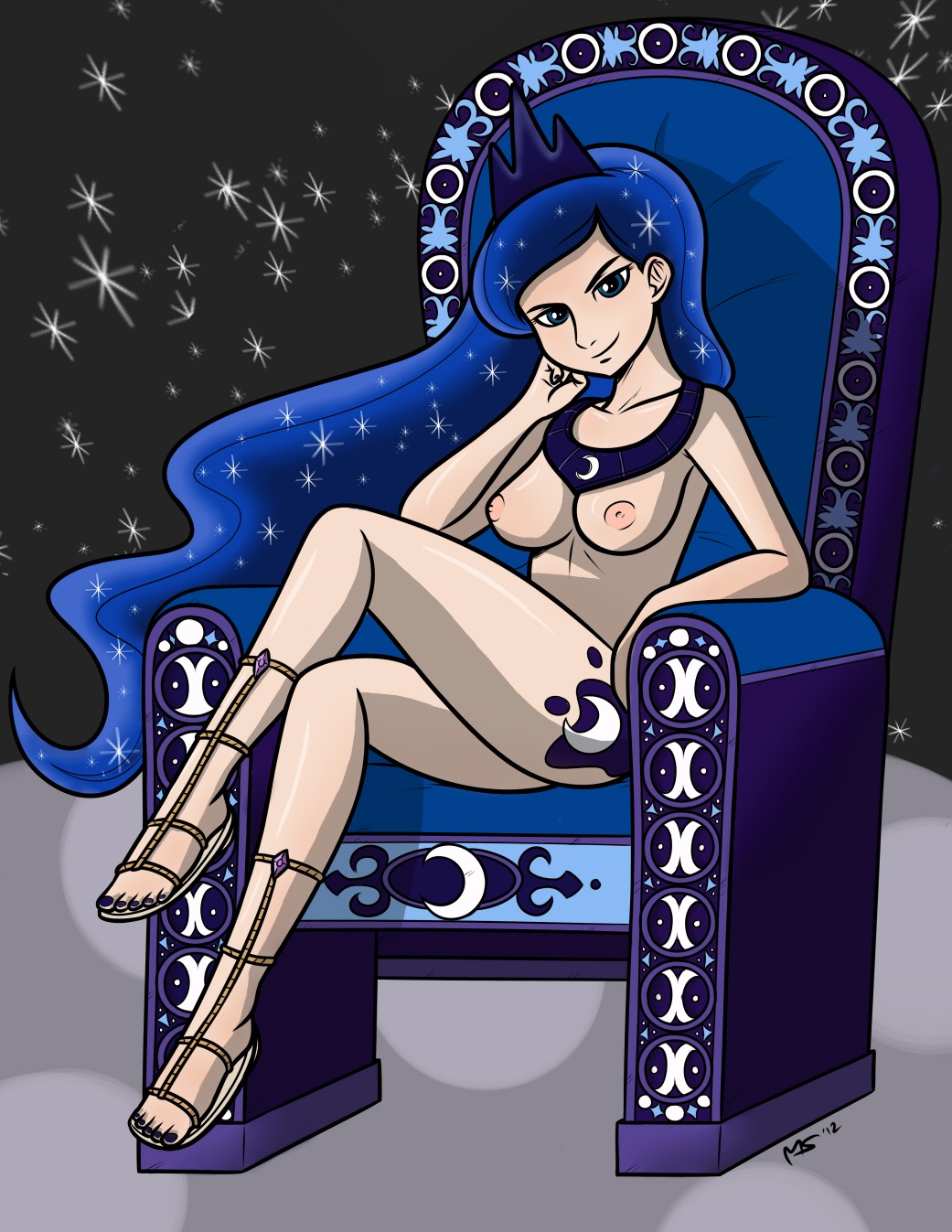 2012 blue_hair female female_only friendship_is_magic human human_only humanized megasweet my_little_pony princess_luna_(mlp) rule34 smooth_skin solo tagme