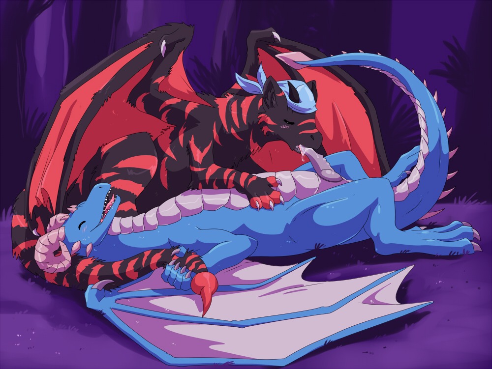 ambiguous_gender dragon fellatio feral male oral oral_sex rule34 scalie sex wings