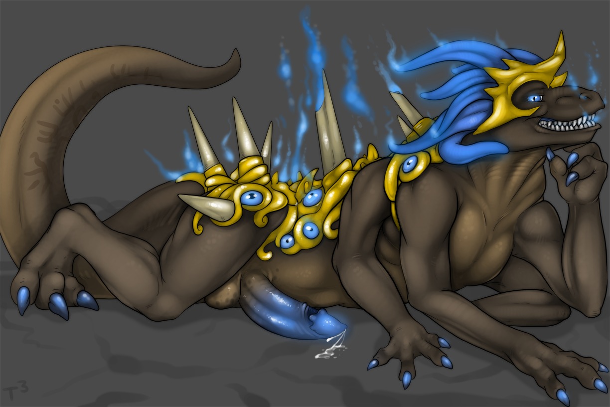 3:2 3_toes 4_arms atma_weapon balls blue_eyes blue_penis bodily_fluids brown_body claws conditional_dnp cum digitigrade dragon e621 erection feet final_fantasy final_fantasy_vi genital_fluids genitals hindpaw looking_at_viewer lying male monster multi_arm multi_limb mythological_creature mythological_scalie mythology non-mammal_balls nude omega_weapon on_front paws penis precum scalie simple_background smile smirk solo spikes square_enix tail teeth toes tojo_the_thief ultima_weapon
