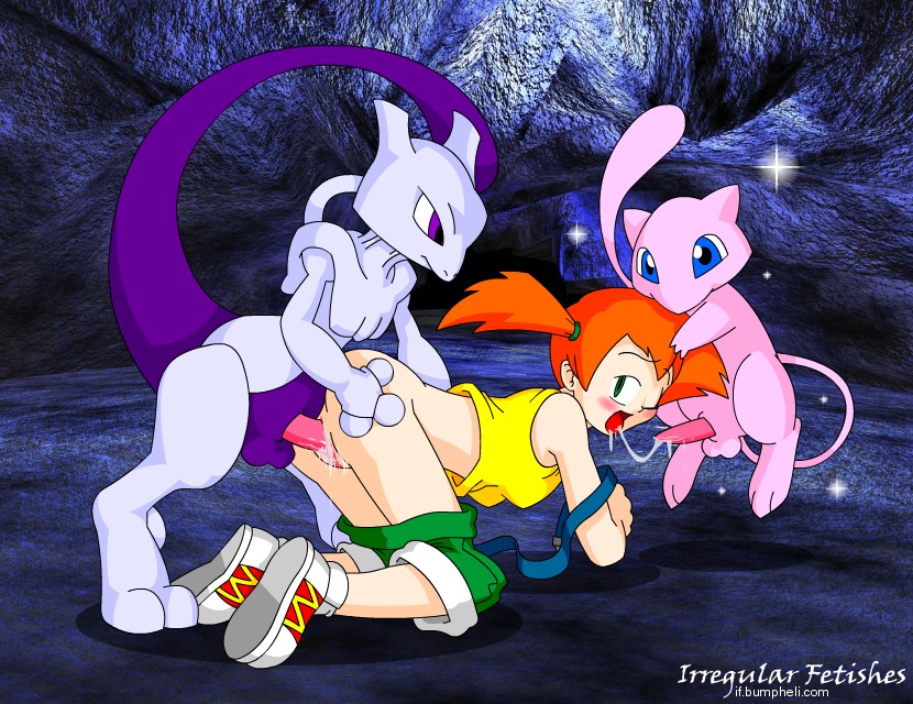 1girls 2boys all_fours anthro doggy_style female feral from_behind human interspecies irregular_fetishes kasumi_(pokemon) legendary_pokemon male mew mewtwo multiple_boys multiple_males nintendo orange_hair penis pokemon pokemon_(species) pokephilia rule34 sex straight straight_hair tail