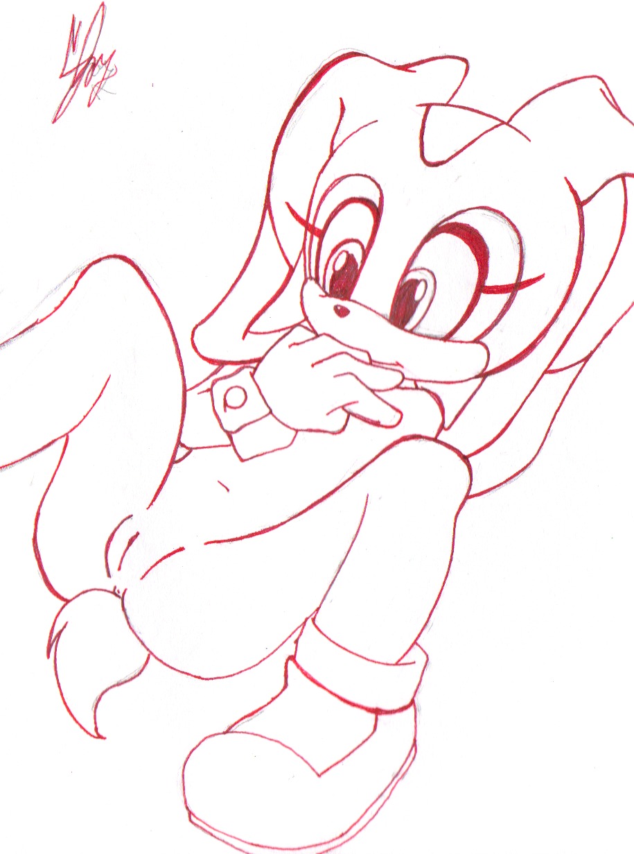 cream_the_rabbit female female_only fur furry monochrome rabbit rule34 sega solo sonic_(series)