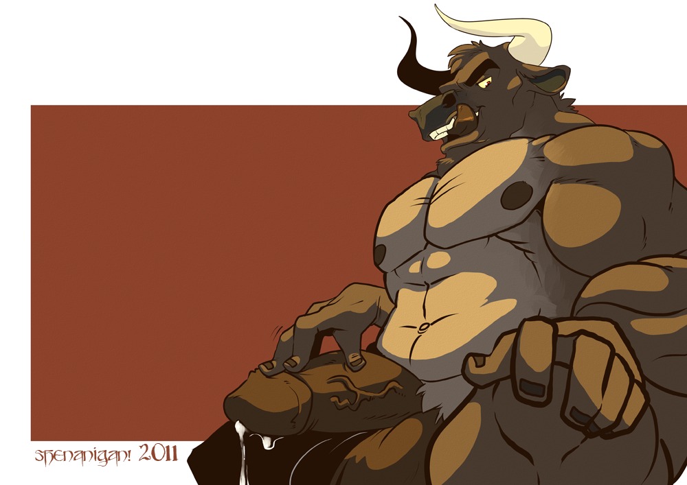 abs anthro balls biceps big_balls big_muscles big_penis biped bodily_fluids bovid bovine brown_body brown_fur cattle e621 erection foreskin fur genital_fluids genitals glans horn humanoid_genitalia humanoid_penis leaking licking looking_at_viewer male mammal muscular muscular_anthro muscular_male nipples nude open_mouth pecs penis pose precum retracted_foreskin shenanigan solo standing thick_penis tongue tongue_out vein
