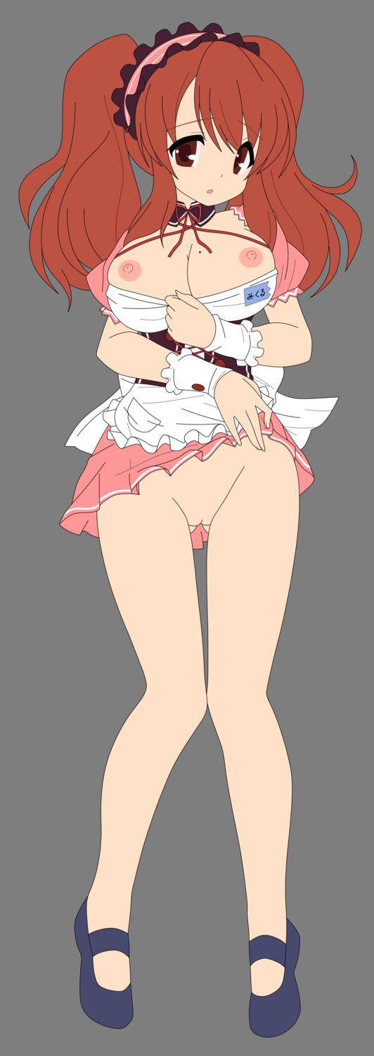1girls asahina_mikuru breasts brown_eyes brown_hair busakumas clothing cosplay female high_res large_breasts legs long_hair maid miniskirt nipples no_bra nopan oppai photoshop pussy rule34 skirt skirt_lift suzumiya_haruhi_no_yuuutsu thighs vagina vector_trace