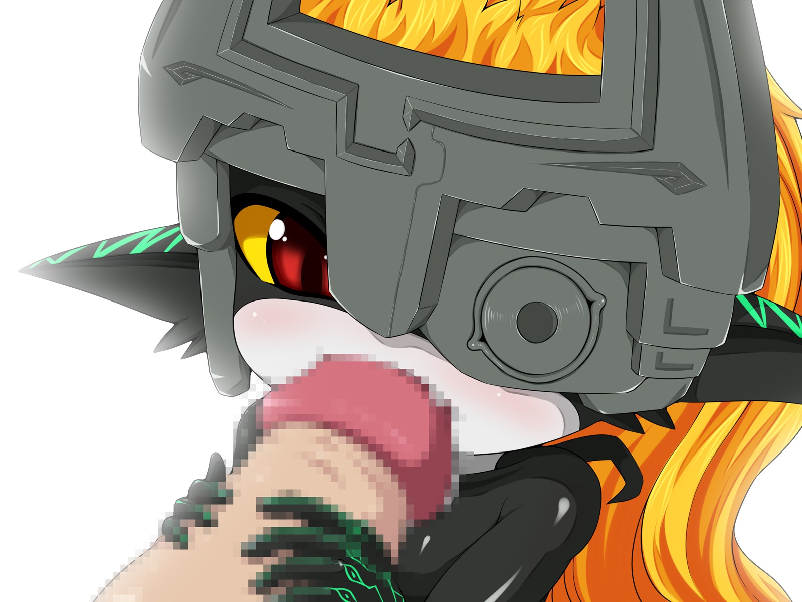 1boy 1girls amau_(artist) censored fellatio female highres imp imp_midna male midna monster_girl oral penis red_eyes rule34 the_legend_of_zelda twilight_princess white_background