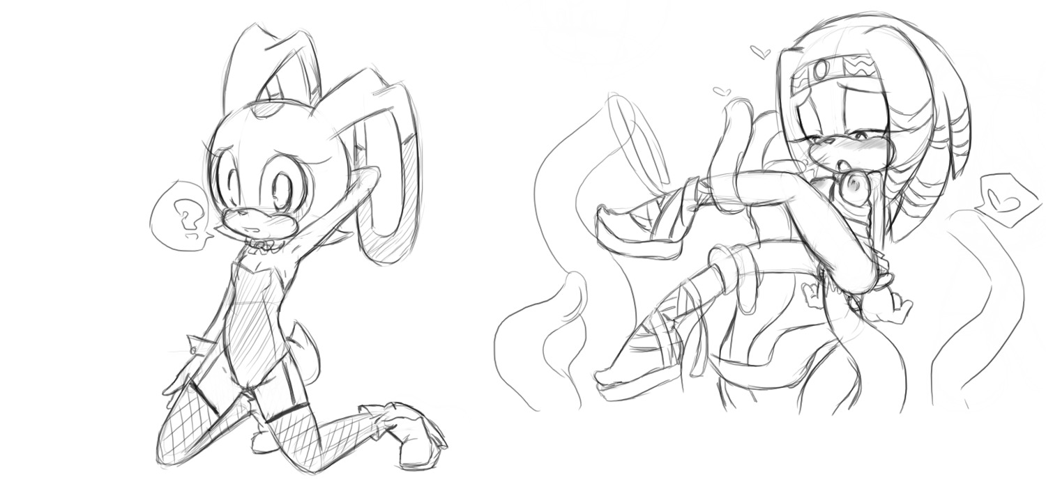 2d cream_the_rabbit echidna female female_only fur furry hearlesssoul mobian mobian_(species) mobian_echidna monochrome multiple_females rabbit rule34 sega sonic_(series) sonic_adventure sonic_the_hedgehog_(series) tikal_the_echidna