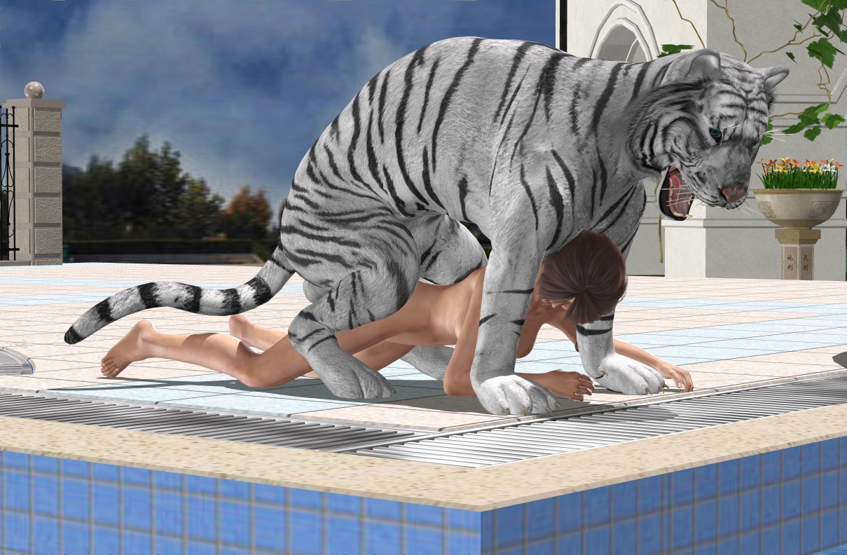 3d_(artwork) all_fours bestiality digital_media_(artwork) digitigrade doggystyle duo e621 felid female female_on_feral feral from_behind_position human human_on_feral interspecies leucistic male male/female male_on_human mammal pantherine quadruped realistic_feral sex tail tiger unknown_artist