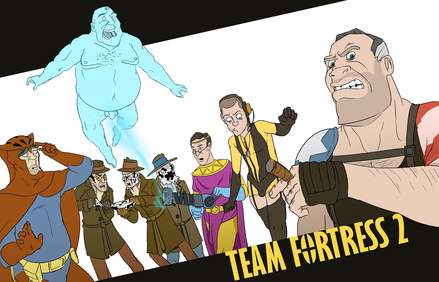 artist_request dc dc_comics doctor_manhattan engineer_(team_fortress_2) heavy_(team_fortress_2) heavy_weapons_guy male male_only medic_(team_fortress_2) nite_owl pyro_(team_fortress_2) rorschach rule34 scout_(team_fortress_2) silk_spectre sniper_(team_fortress_2) soldier_(team_fortress_2) spy_(team_fortress_2) team_fortress_2 the_comedian watchmen