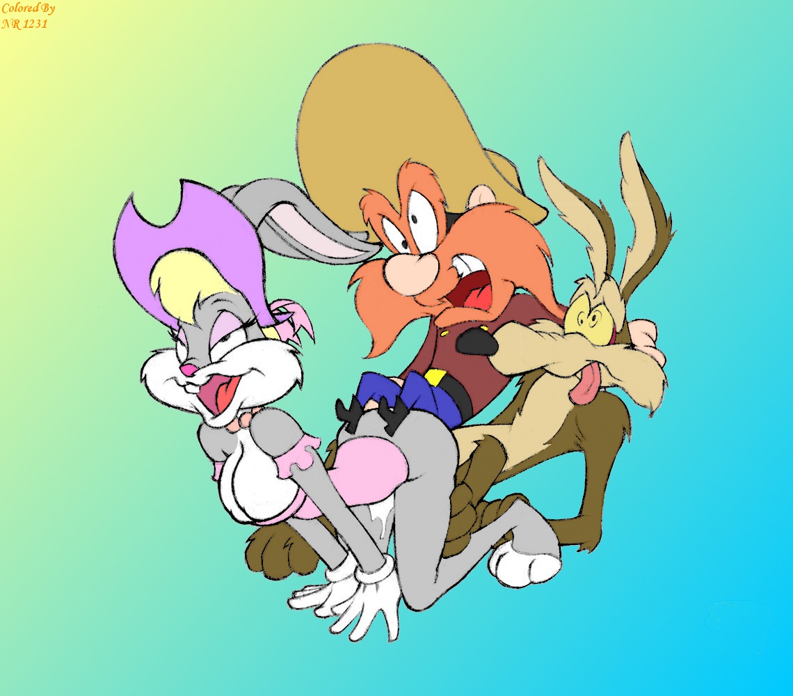 1girls all_fours anthro barefoot beige_skin black_nose boots bottomless breasts brown_fur bugs_bunny canine clothes color coyote eyeshadow facial_hair female fembugs_bunny footwear fur furry furry_breasts furry_ears gloves grey_fur hair hat human interspecies long_ears looney_tunes male mammal multiple_males nude open_eyes open_mouth orange_hair pink_nose rabbit round_ears rule34 rule_63 side_view sitting straight_hair tan_skin tongue tongue_out white_fur wile_e._coyote yosemite_sam