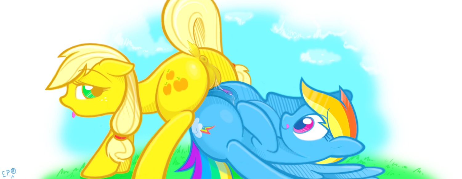 anus applejack_(mlp) b-epon blue_body blue_feathers blue_fur bodily_fluids cutie_mark dripping duo e621 earth_pony equid equine feathered_wings feathers female female/female feral feral_on_feral friendship_is_magic fur genital_fluids genitals green_eyes hair hasbro hi_res horse mammal multicolored_hair my_little_pony mythological_creature mythological_equine mythology pegasus pony purple_eyes rainbow_dash_(mlp) rainbow_hair sex tongue tongue_out tribadism vaginal vaginal_fluids vulva wings