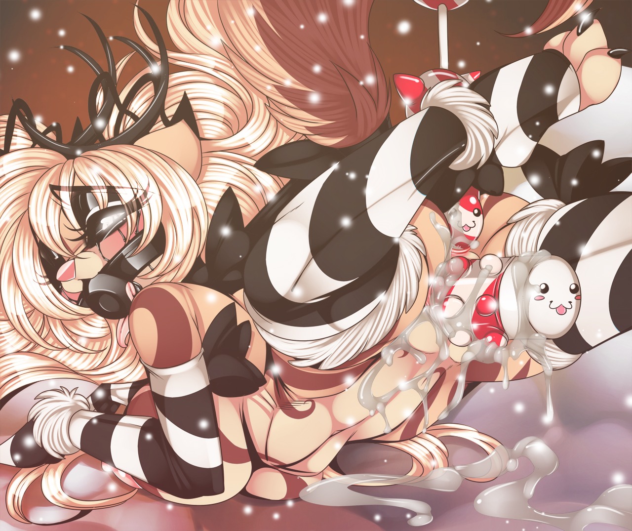 2014 anal anal_masturbation anal_penetration anthro anus armwear ball_gag big_breasts biped black_lips blonde_hair bodily_fluids breasts brown_body brown_fur claws clothing crystal-for-ever cum cum_in_vagina cum_inside digital_media_(artwork) dildo domestic_cat e621 elbow_gloves feet felid feline felis female fur gag gagged genital_fluids genitals gloves glowing glowing_eyes hair handwear hindpaw legwear lips long_hair looking_at_viewer looking_back makeup mammal masturbation messy paws penetration pink_nose sex_toy solo stockings tongue tongue_out toying_self vaginal vaginal_masturbation vulva white_eyes yellow_body yellow_fur