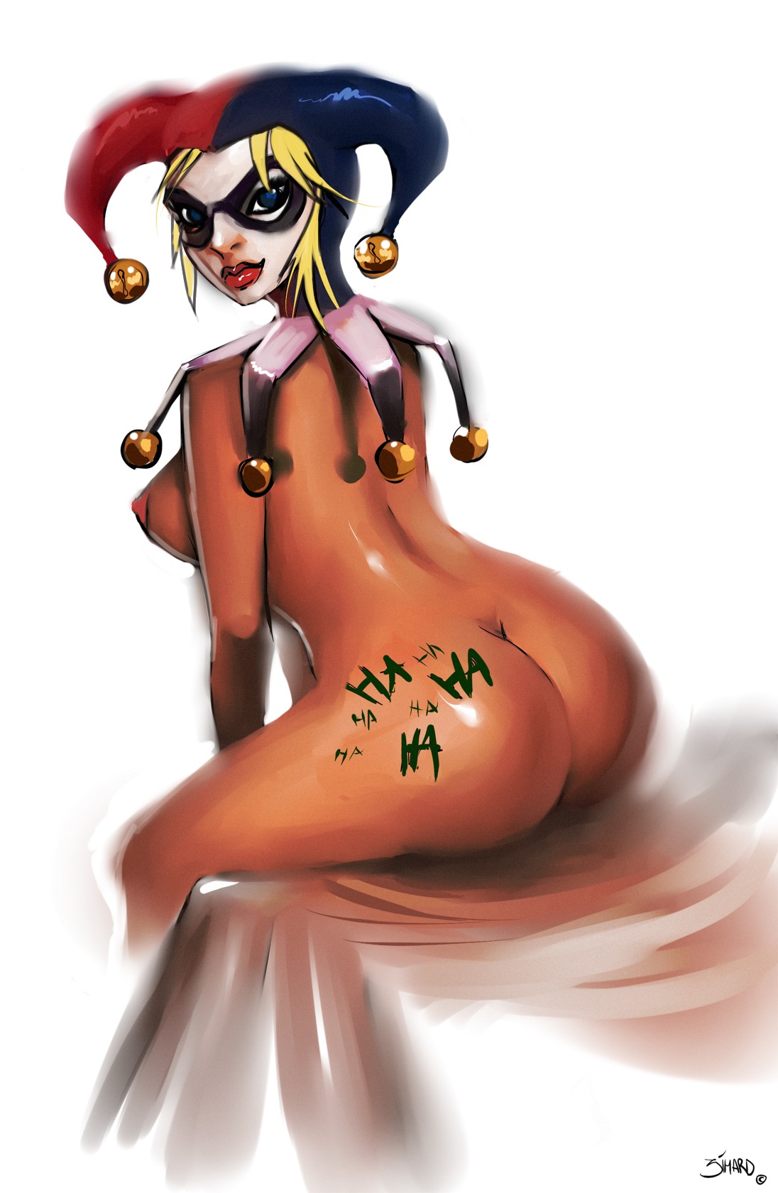 artist_request ass batman_(series) dc dc_comics female female_only harley_quinn human nipples nude rule34 solo