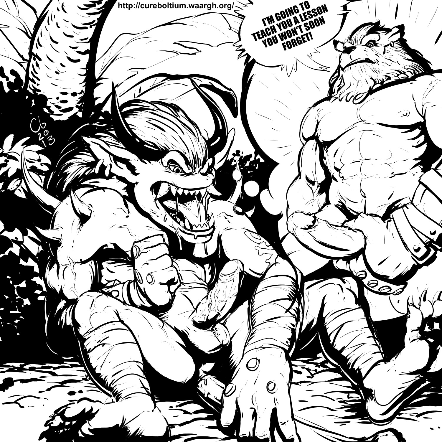 1:1 2013 abs anal anal_masturbation anal_penetration animal_genitalia animal_penis anthro anus balls bandage bandai_namco biceps big_penis biped black_and_white bodily_fluids clenched_teeth club_(weapon) club_in_ass cureboltium detailed_background dialogue digimon digimon_(species) digital_media_(artwork) drooling duo e621 ear_piercing english_text erection fangs fantasy felid feline_genitalia feline_penis foreskin forest fur genitals glans grass hair hi_res horn humanoid humanoid_genitalia humanoid_penis humanoid_pointy_ears improvised_dildo improvised_sex_toy leomon line_art long_hair lying male male/male male_penetrated male_penetrating male_penetrating_male mammal mane masturbation melee_weapon monochrome muscular nipples nude ogre ogremon on_back open_mouth outside pecs penetration penile_spines penis piercing plant pointy_ears retracted_foreskin saliva sex shaded shaded_line_art shrub sitting smile spikes spread_legs spreading standing tattoo teeth text thought_bubble tongue tongue_out tree url vein veiny_penis weapon weapon_penetration wood