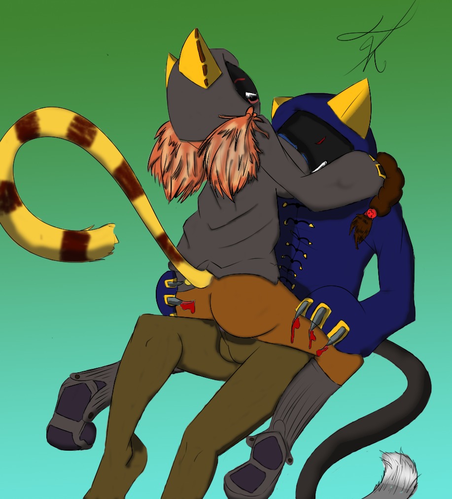 animal_humanoid arc_system_works artist_collaboration blazblue blood bodily_fluids butt cat_humanoid claws colored duo e621 fan_character felid felid_humanoid feline feline_humanoid female humanoid humanoid_on_humanoid jubeihero kaiern kaka_(blazblue) male male/female mammal mammal_humanoid sex shadow_face torakaka