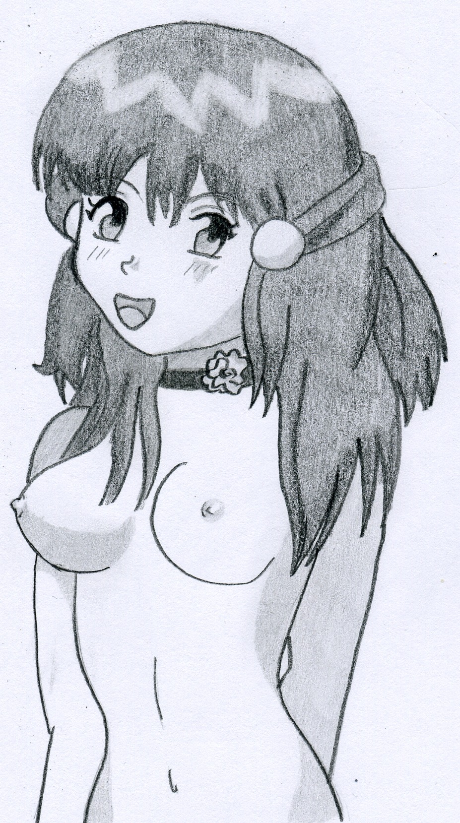 breasts dawn_(pokemon) female female_only front_view human monochrome nude pokemon pokemon_dppt rule34 solo tagme