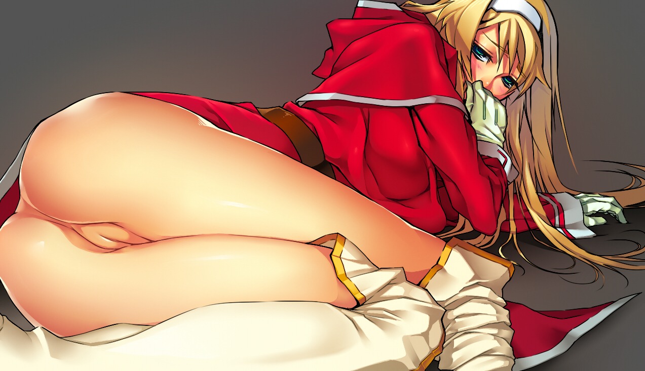 blonde_hair blush boots bottomless broken_blade female fringe_hair gloves green_eyes headband long_hair lying no_panties pussy rule34 shuuei sigyn_erster syuei thigh_boots thighhighs uncensored white_gloves