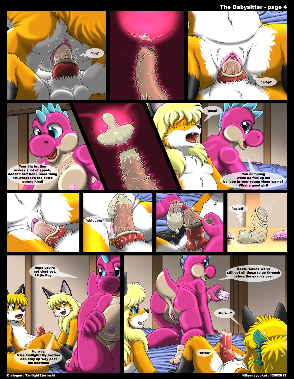 2013 age_difference all_fours animal_genitalia animal_penis anthro anthro_on_anthro anthro_penetrated anthro_penetrating anthro_penetrating_anthro anus babysitter backsack bad_parenting balls bed bedroom being_watched black_body black_fur blonde_hair blue_eyes blush bodily_fluids breasts brother_(lore) brother_and_sister_(lore) brother_penetrating_sister butt canid canine canine_genitalia canine_penis cervical_contact clitoris comic condom condom_in_uterus condom_inside cowgirl_position cum cum_in_uterus cum_inside dialogue dinosaur e621 english_text erection fallopian_tubes fan_character female female_anthro female_on_top female_penetrated filled_condom firecat fox from_front_position fur furniture genital_fluids genitals green_eyes group hair hi_res incest_(lore) inside internal internal_vaginal kit_(kitsune_youkai) kitsune_youkai knot larger_female looking_at_another lying male male/female male_anthro male_on_bottom male_penetrating male_penetrating_female mammal mario_bros mature_anthro mature_female messy nintendo nipples nude nude_anthro nude_female nude_male on_bottom on_top open_mouth orgasm penetration penile penile_penetration penis penis_in_vagina pink_yoshi prehistoric_species red_fox reptile safe_sex scalie seductive sex sexual_barrier_device sibling_(lore) sister_(lore) size_difference smaller_male smile straddling tail teeth text true_fox twilight_stormshi_(character) uterus vaginal vaginal_canal vaginal_fluids vaginal_fluids_on_penis vaginal_penetration vulva wearing_condom yoshi young young_anthro