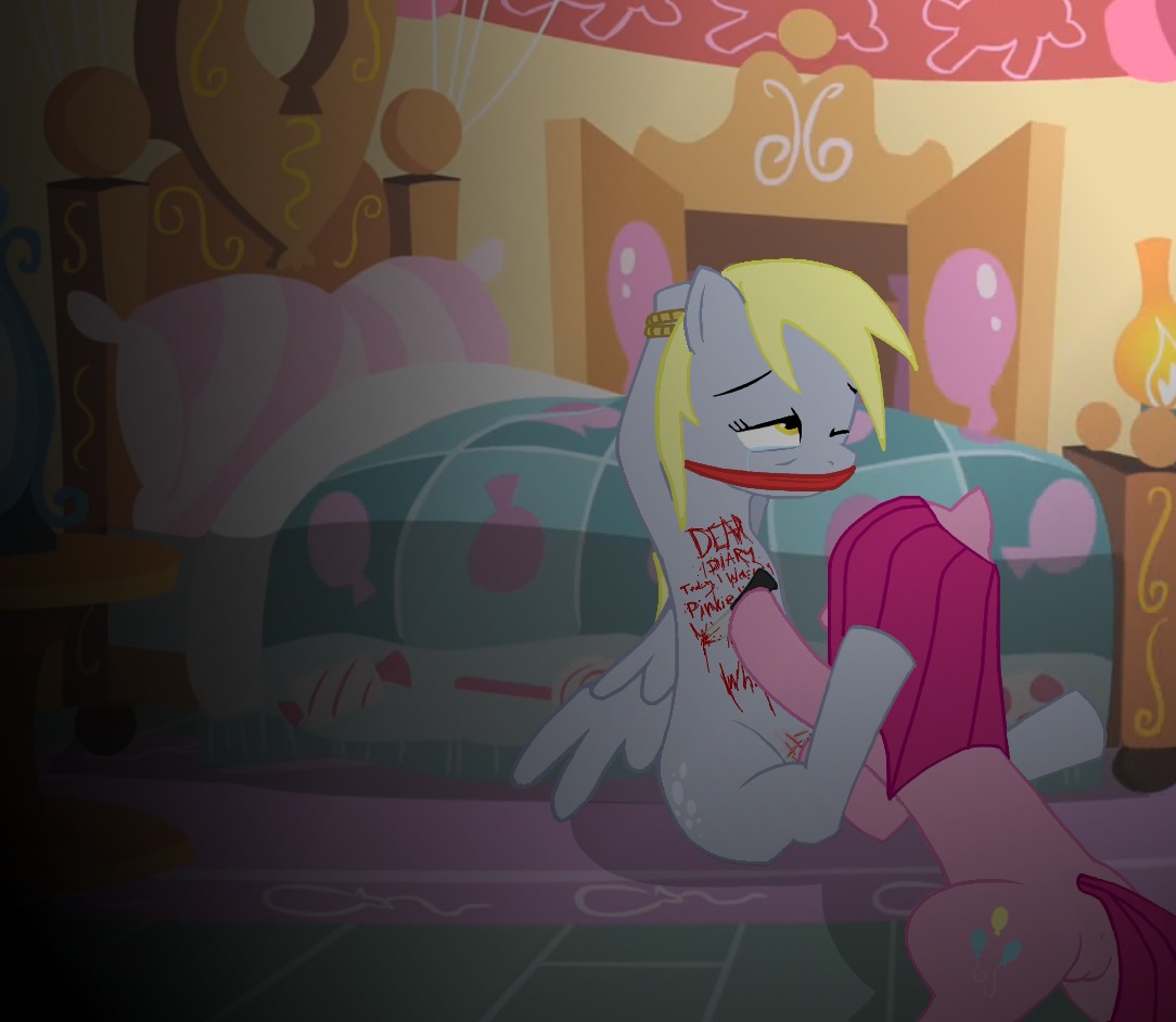 abuse abused_female anus arms_tied arms_tied_above_head back_view bedroom bedroom_background blonde blonde_female blonde_hair blood bloody bloody_knife carving crazy_female cutie_mark cutting dark dark_room derpy_hooves earth_pony equine female female/female female_only friendship_is_magic gagged gagged_female gore grey_body horse in_pain knife long-haired_female long_hair my_little_pony one_eye_closed pain pegasus pink-haired_female pink_body pink_hair pinkie_pie_(mlp) pony pussy rule34 sitting straight_hair tail tears tears_in_eyes tears_of_pain tied_up_(nonsexual) tied_up_female torture victim victim_female wings writing_on_skin yellow_eyes
