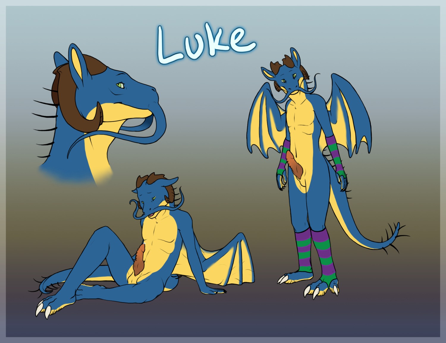 blush claws dragon dragoon e621 erection genitals hi_res horn luke_(walkingstalker) male membrane_(anatomy) membranous_wings model_sheet mythological_creature mythological_scalie mythology penis scalie simple_background sitting solo standing tail walkingstalker whiskers wings yaroul