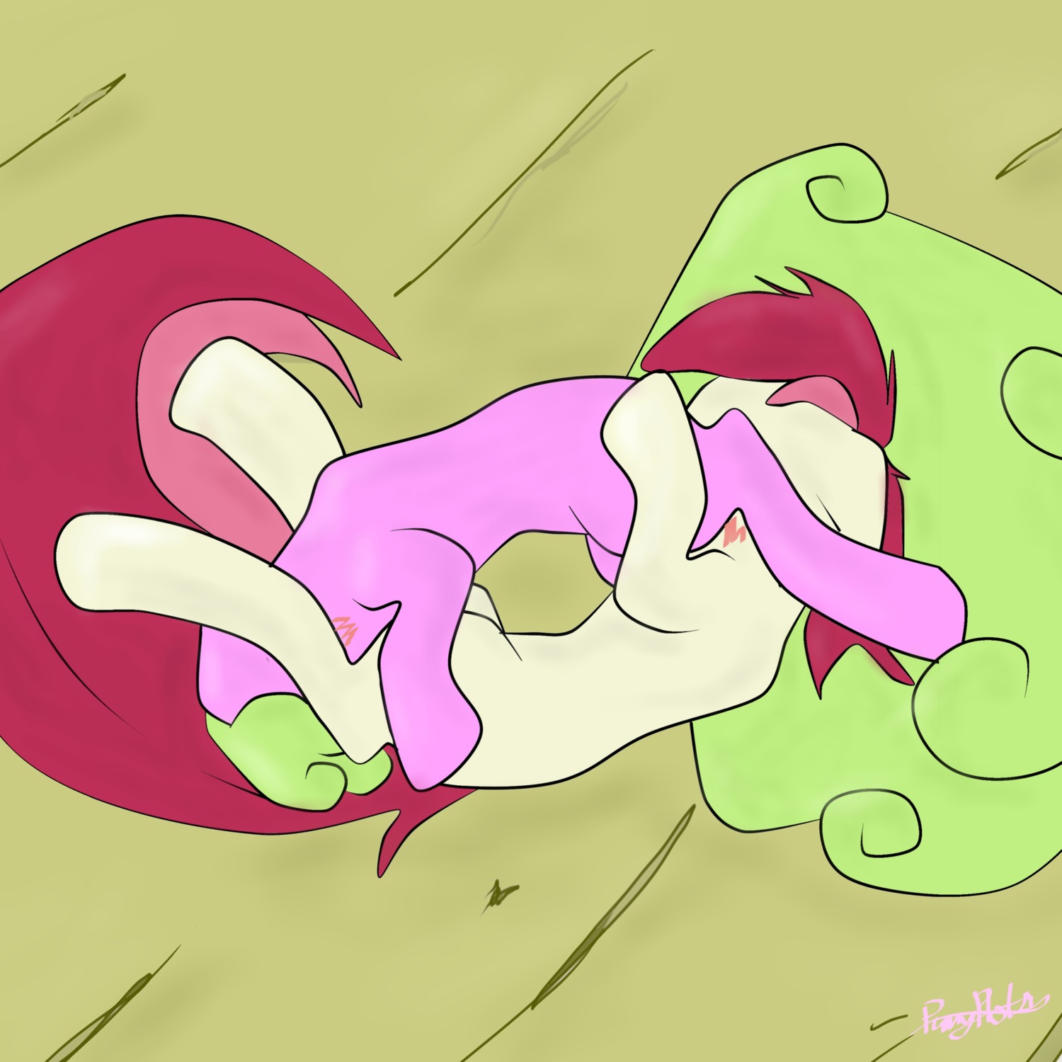 1:1 69_position absurd_res cunnilingus daisy_(mlp) duo e621 earth_pony equid equine female female/female feral flower friendship_is_magic hasbro hi_res high-angle_view horse illusiveelusive incest_(lore) mammal marshmallowvinyl my_little_pony oral outside plant pony rose_(flower) sex simple_background vaginal
