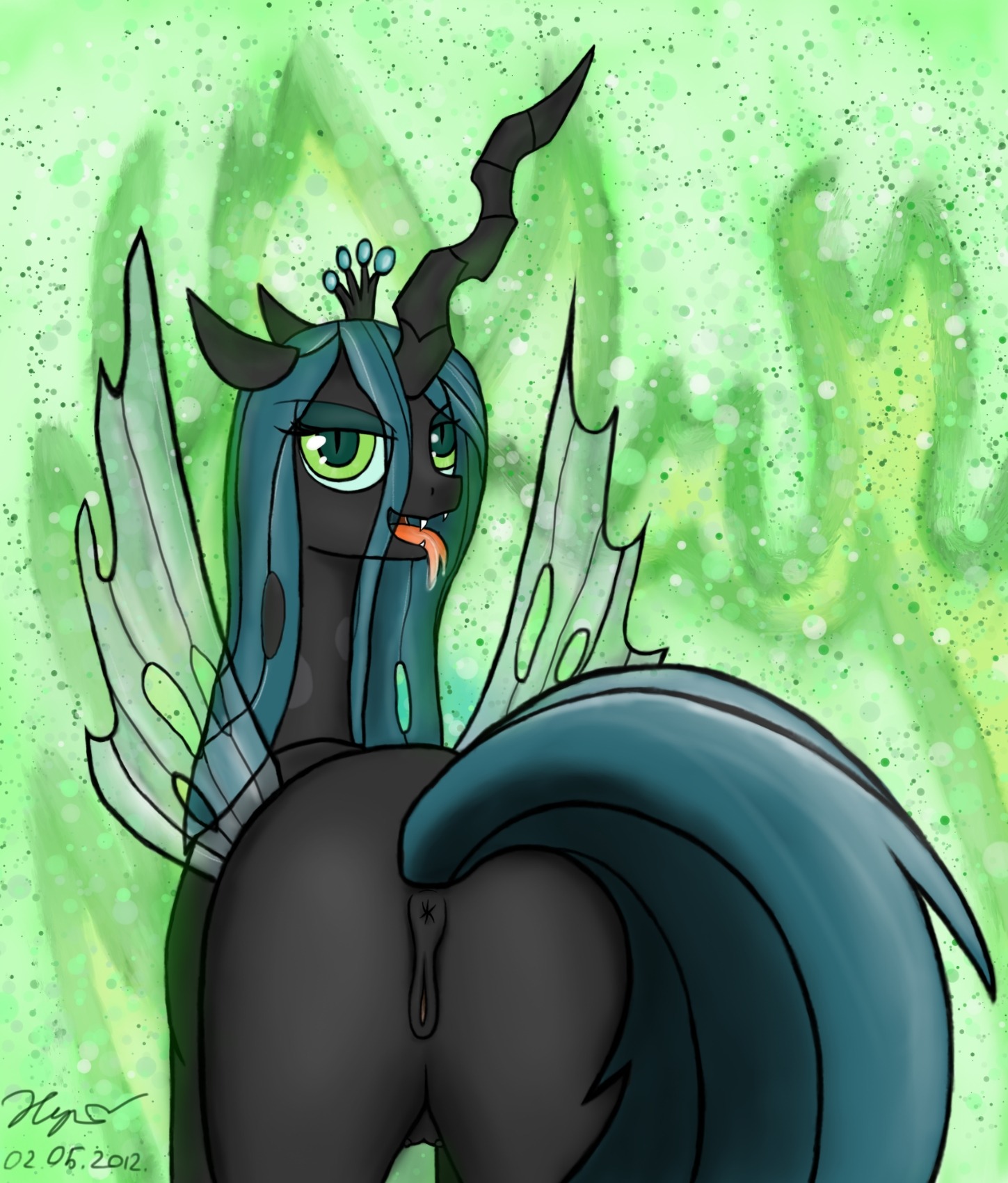 2012 animal_genitalia animal_pussy anus arthropod ass changeling equine_pussy female feral friendship_is_magic my_little_pony pussy queen_chrysalis_(mlp) rule34 smooth_skin tagme xyi