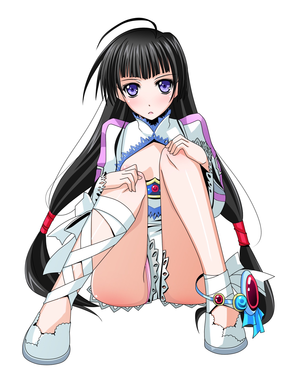 black_hair blue_eyes female highres ichimedoo kohaku_hearts legs long_hair low-tied_long_hair rule34 tales_of_(series) tales_of_hearts tied_hair twintails white_background