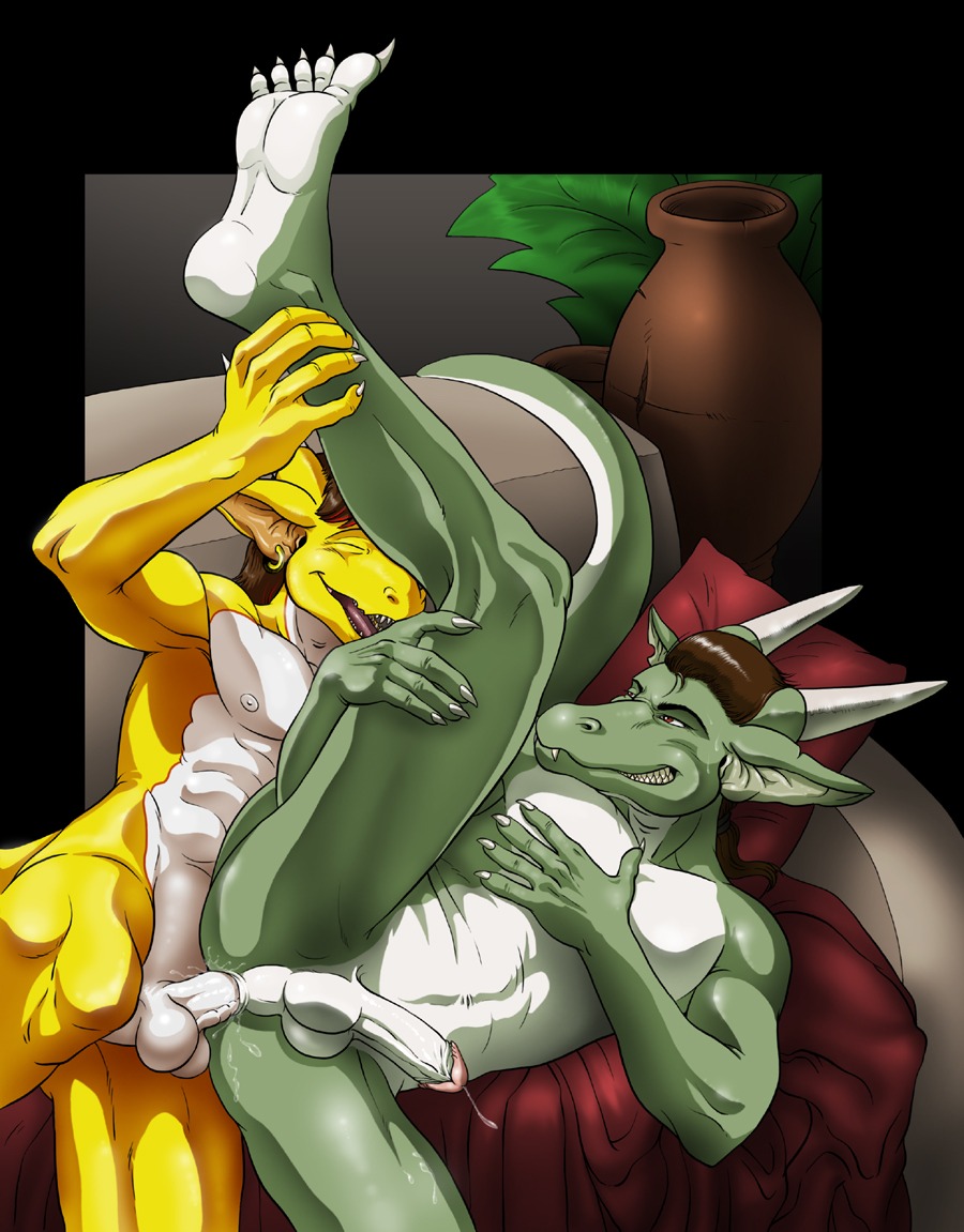anal anthro ass dracenmarx dragon from_behind furry gay male marvin mythology on_side penetration penis precum rule34 scalie sunny tail
