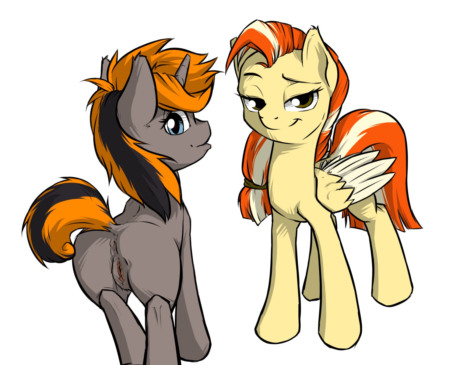 2013 anus butt duo e621 equid equine eto_ya female feral genitals hair hasbro hi_res horse looking_at_viewer mammal my_little_pony pony vulva