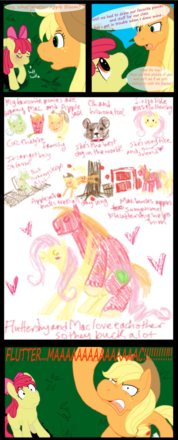 absurd_res apple_bloom_(mlp) applejack_(mlp) big_macintosh_(mlp) canid canine canis cartoonlion clothing comic cutie_mark dialogue domestic_dog duo e621 earth_pony english_text equid equine feathered_wings feathers female feral fluttershy_(mlp) friendship_is_magic granny_smith_(mlp) hasbro hat headgear headwear heart_symbol hi_res horse intraspecies male male/female mammal my_little_pony mythological_creature mythological_equine mythology pegasus pony sex text wings winona_(mlp) yellow_body yellow_feathers young young_feral