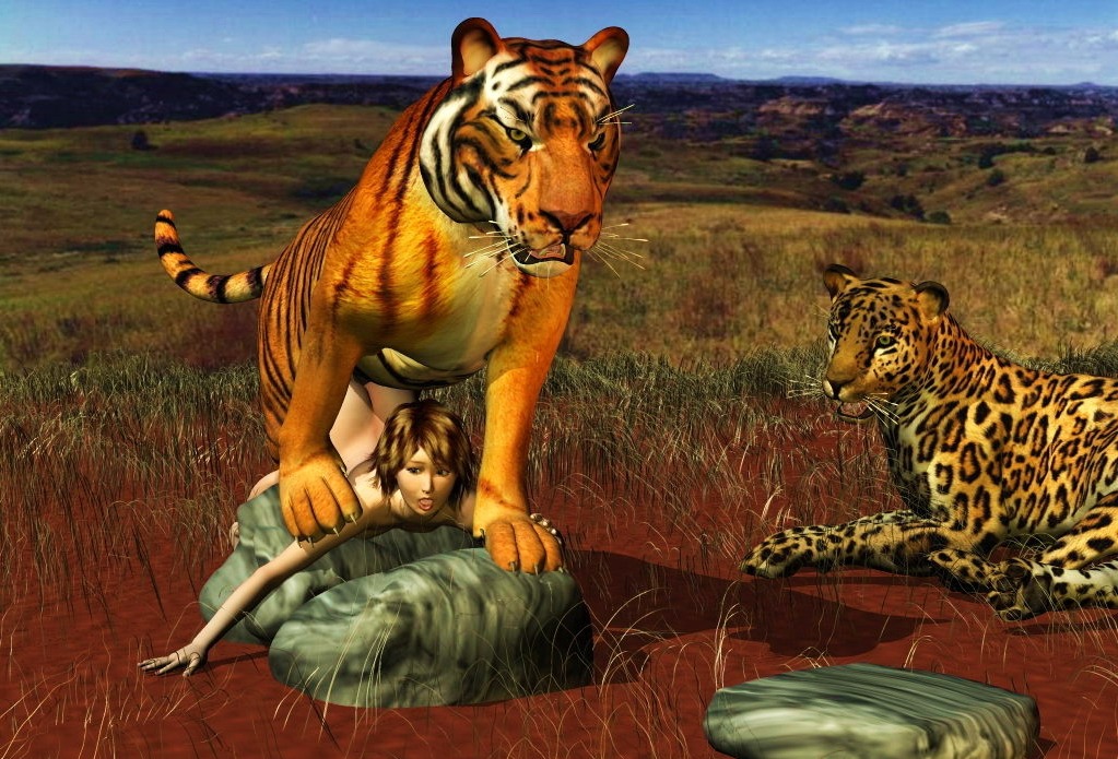 3d_(artwork) bestiality breasts butt chi' digital_media_(artwork) e621 felid female female_on_feral feral genitals grass group human human_on_feral interspecies leopard male male/female mammal nude outside pantherine penetration penis plant realistic_feral sex tail tiger vaginal vaginal_penetration