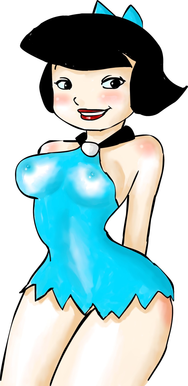betty_rubble blush female female_only gkg hanna-barbera human milf nipples rule34 solo the_flintstones