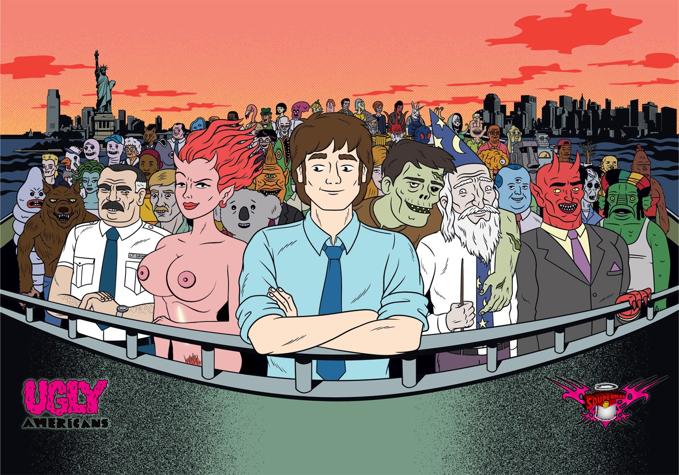 bizarro_souperman callie_maggotbone comedy_central female leonard_powers mark_lilly nude_edit randall_skeffington rule34 twayne_boneraper ugly_americans