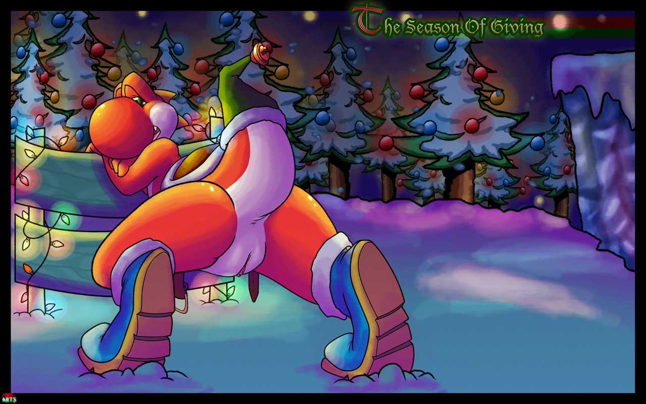 anthro anus cute_fang fellarts female looking_back mario_(series) naughty_face nintendo presenting pussy raised_tail rule34 scalie smile smooth_skin snow straight_hair tail yoshi