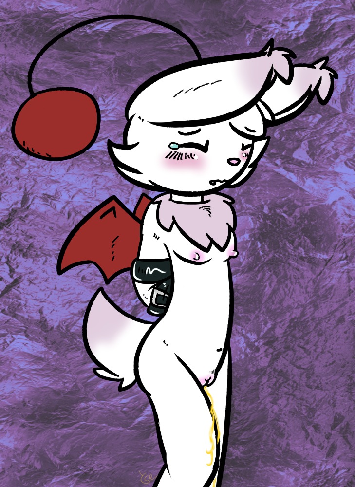 blush bondage bound breasts chest_tuft closed color empa female female_only final_fantasy final_fantasy_tactics_advance furry moogle nude peeing rule34 solo tears urination urine video_games watersports wings ycr