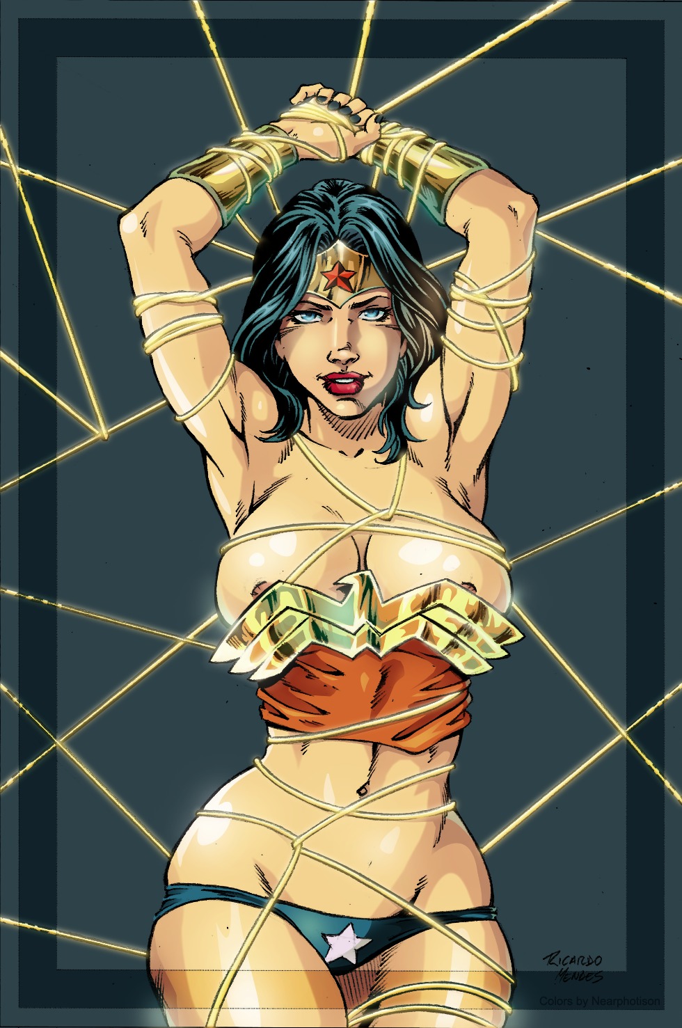 1girls bondage dc dc_comics female female_only lasso_of_truth nearphotison ricardo_mendes rule34 tagme wonder_woman wonder_woman_(series)