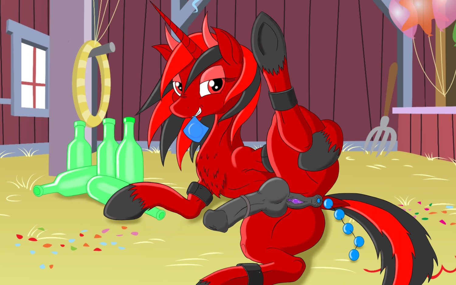 16:10 anal_beads animal_genitalia animal_penis balls barn condom condom_in_mouth demon e621 equid equine equine_genitalia equine_penis erection fan_character feral forsaken_(character) genitals hasbro herm herm_feral hi_res hooves horn intersex intersex_feral looking_at_viewer mammal mouth_hold my_little_pony mythological_creature mythological_equine mythology navanastra nude object_in_mouth penis sex_toy sexual_barrier_device solo unicorn vulva widescreen