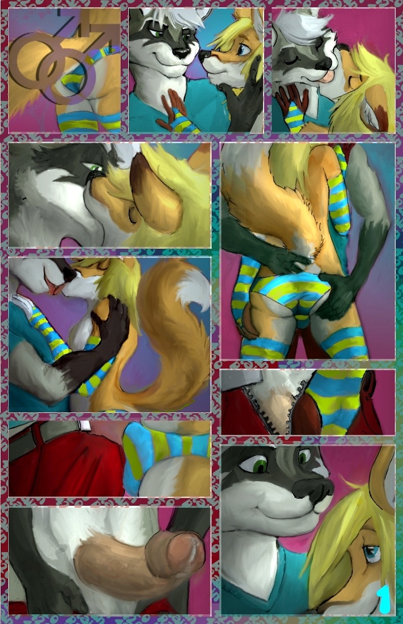 anthro anthro_on_anthro armwear big_penis blonde_hair blue_eyes bodily_fluids bulge butt butt_grab canid canine clothed clothing comic countershade_face countershade_torso countershading duo e621 erection femboy foreskin fox gender_symbol genital_fluids genitals green_eyes grope hair hand_on_butt hi_res humanoid_genitalia humanoid_penis kissing legwear licking male male/male male/male_symbol male_symbol mammal multiple_scenes open_mouth open_smile partially_retracted_foreskin pattern_armwear pattern_clothing pattern_legwear pattern_underwear penis precum procyonid raccoon rain420 rain_(rain420) rave_raccoon sex sexuality_symbol smile striped_armwear striped_clothing striped_legwear striped_underwear stripes symbol tongue tongue_out underwear