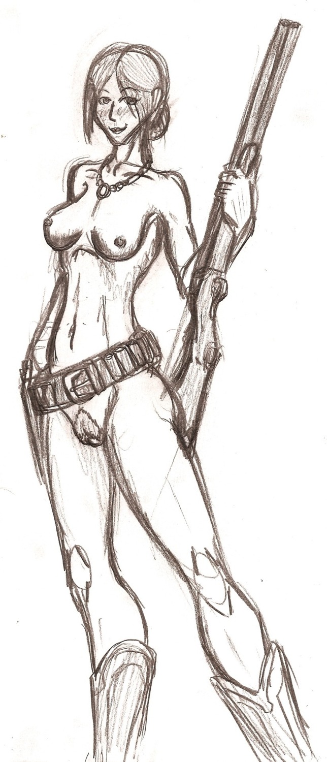 1girls 2d bonnie_macfarlane female female_only female_pubic_hair gun gunbelt holster monochrome pubic_hair pussy red_dead_redemption red_dead_redemption_(series) revolver rule34 sketch solo solo_female tagme