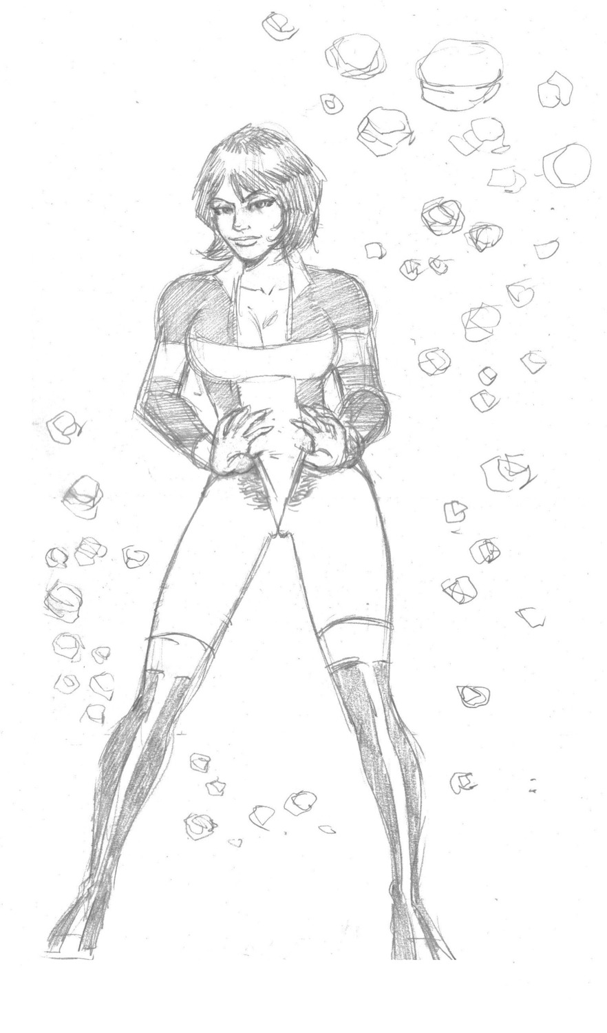 1girls 2011 2d 2d_(artwork) alternate_version_available atlee big_breasts black_and_white black_hair breasts cleavage dc dc_comics female female_only looking_at_viewer michael_powell no_sex non-human pinup powers presenting_pubs pubic_hair rocks rule34 short_hair sketch smirk smirking_at_viewer solo solo_female standing superheroine superman_(series) terra_(dc) terrakinesis thighhighs