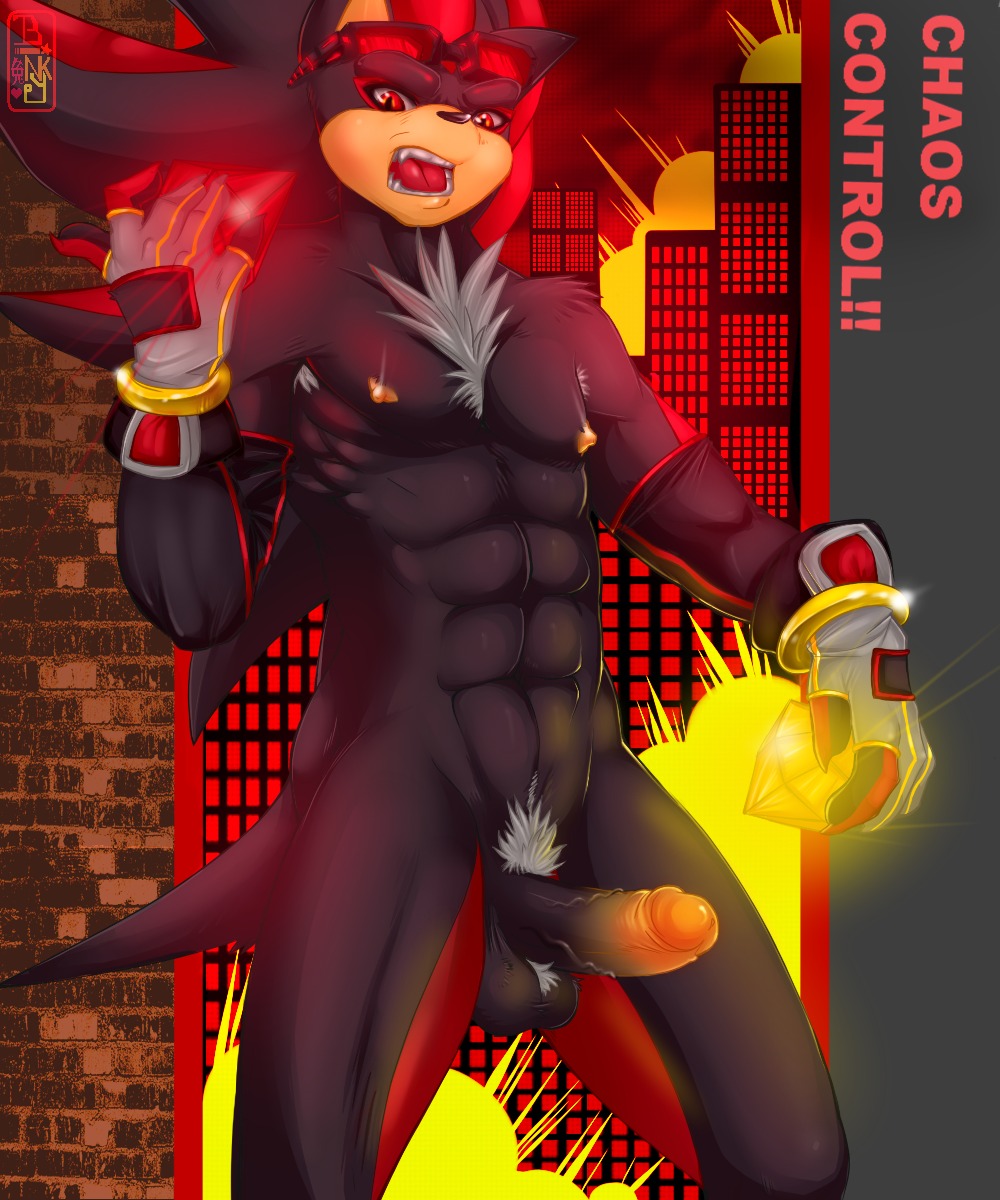1boy abs anthro binky chaos_emerald erection gloves hedgehog male male_only muscles nude penis rule34 sega shadow_the_hedgehog solo sonic_(series) sonic_the_hedgehog_(series) tail