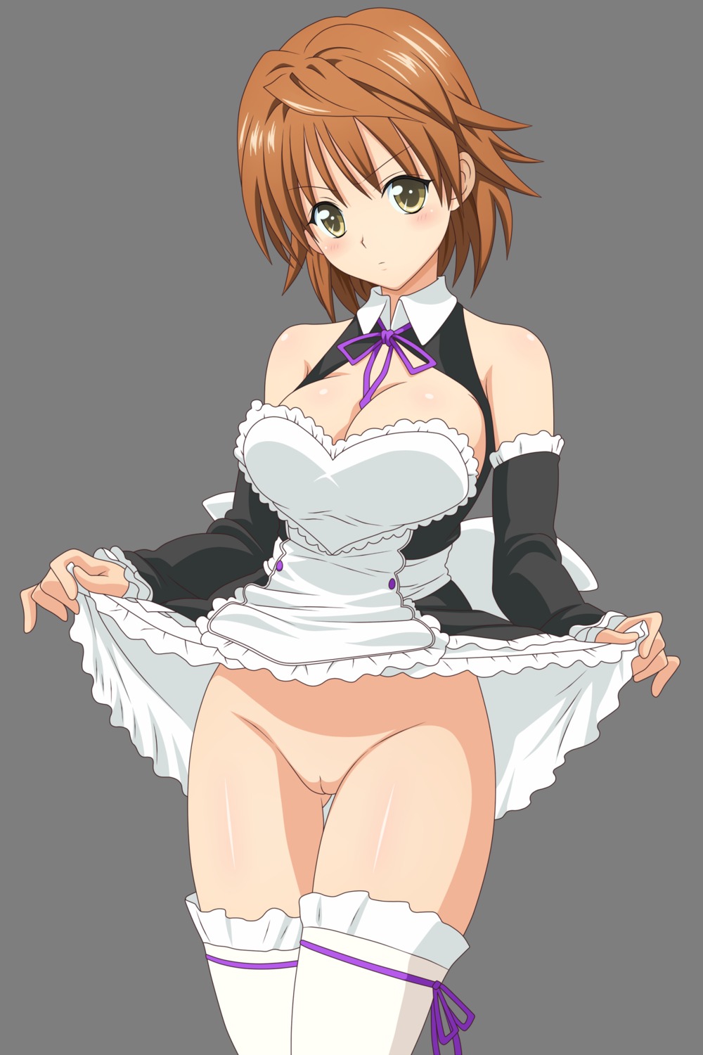 1girls artist_request beige_skin blush breasts brown_hair cleavage closed_mouth clothes clothing color female female_only front_view hair human large_breasts looking_at_viewer no_panties open_eyes pussy round_ears rule34 rule_63 short_hair solo standing stockings thighhighs to_love-ru transparent_background uncensored vector_trace vulva waitress yellow_eyes yuuki_rito yuusaki_riko