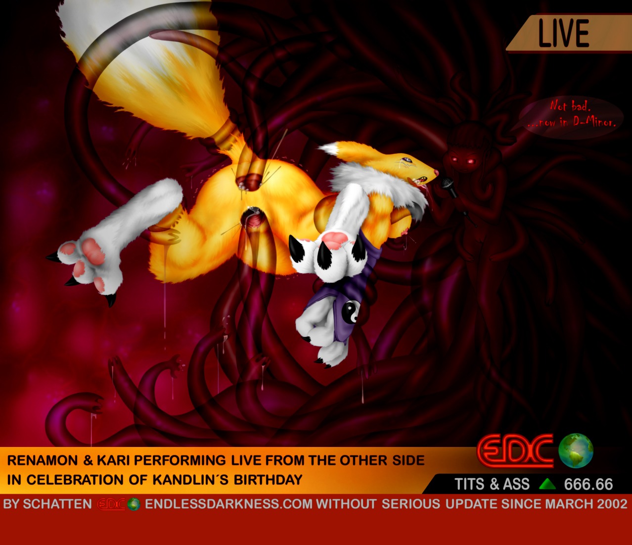 alternate_species anal anal_penetration anthro bandai_namco black_sclera bodily_fluids breasts canid canine cum digimon digimon_(species) double_anal double_penetration double_vaginal duo e621 english_text feet female forced fur gaping genital_fluids genitals mammal multiple_penetration nipple_fetish nipple_play nipples nude pawpads paws penetration quadruple_penetration rape renamon rika_nonaka schatten sex side_boob soles spread_legs spreading tail tail_grab tentacle_rape tentacle_sex tentacles text toes translucent translucent_penetration translucent_tentacles triple_penetration url vaginal vaginal_penetration vulva white_body white_fur yellow_body yellow_fur